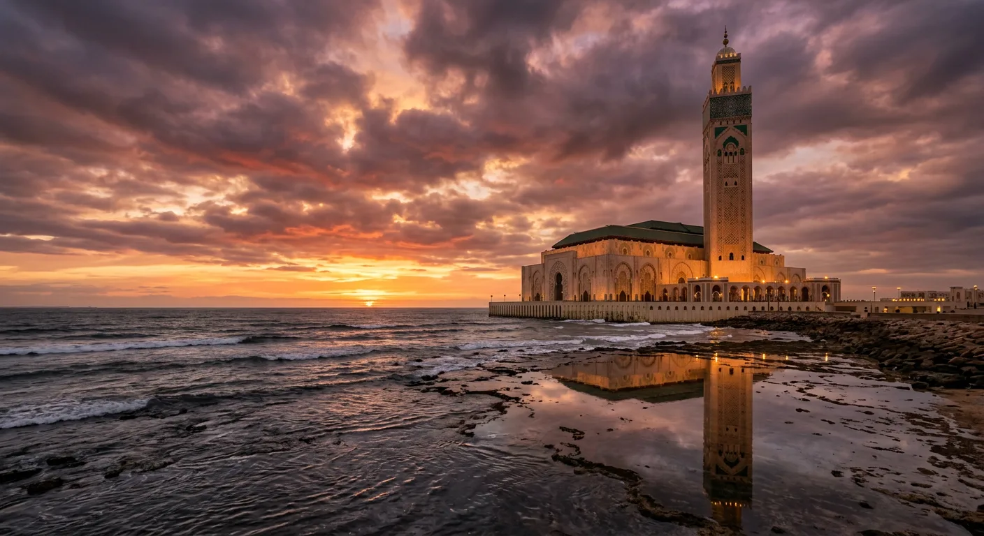 Casablanca city skyline at evening with modern architecture