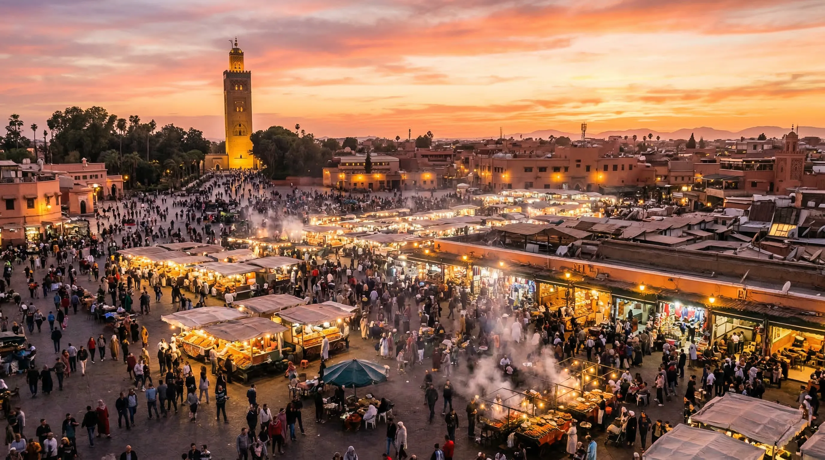 Photographer working in the colourful Marrakech medina souks